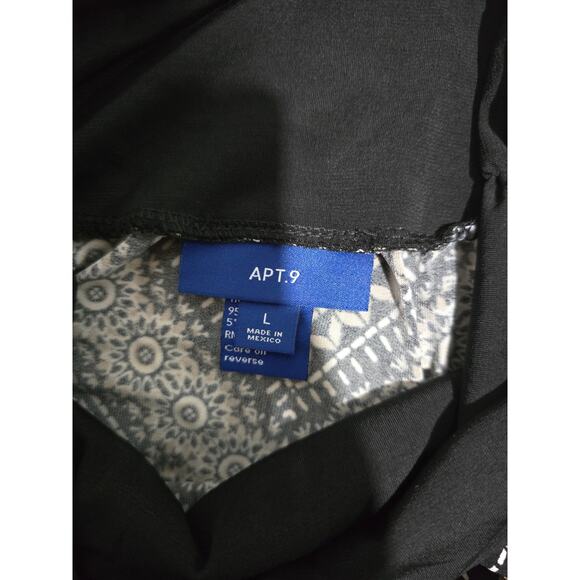 APT.9 Women’s Black & Tan Boho Geometric Print Maxi Skirt – Size L Stretch Waist - Picture 7 of 9